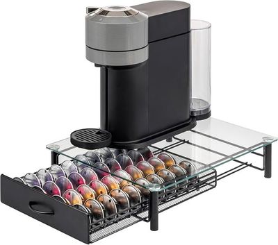Organizador de cápsulas de café Nespresso Vertuo, tipo gaveta. — Color Negro Capacidad Para 40 capsulas.
