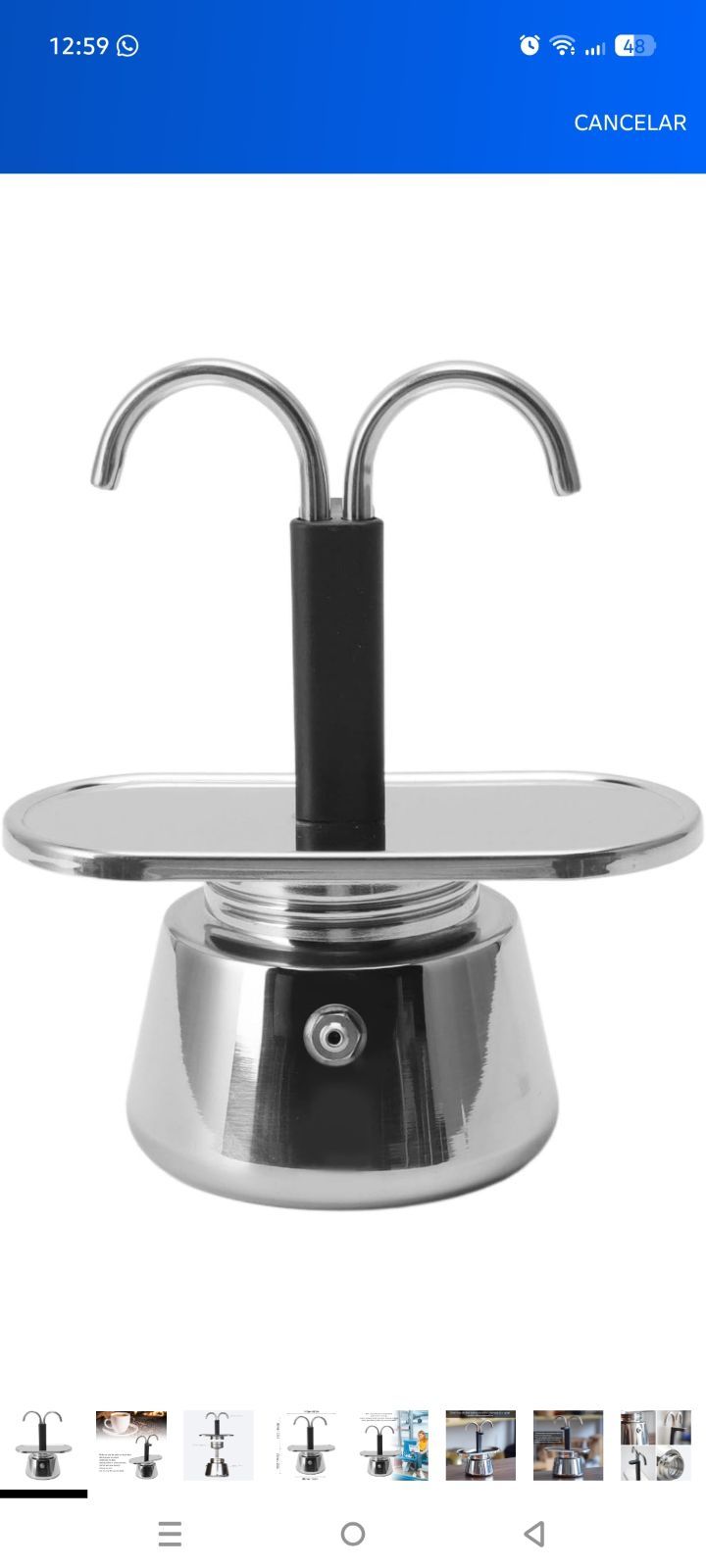 Greca de doble boquilla para 2 tazas — Acero inoxidable