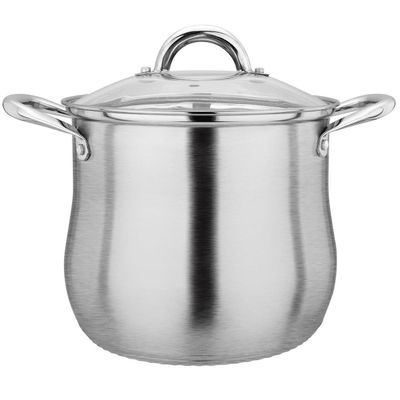Olla de acero inoxidable de 8qt con tapa de vidrio. — Acero inoxidable apto para induccion.