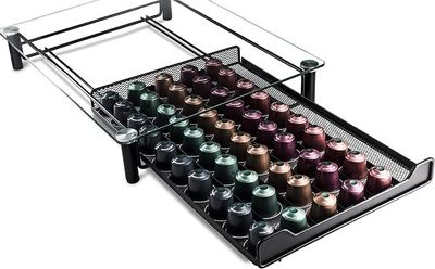 Organizador de capsulas de cafe Nespresso Original Pods, tipo gaveta. — Negro, Cap 40  capsulas