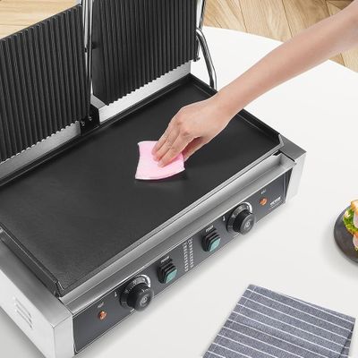 Parrilla de prensa panini — Doble placa plana esmaltada