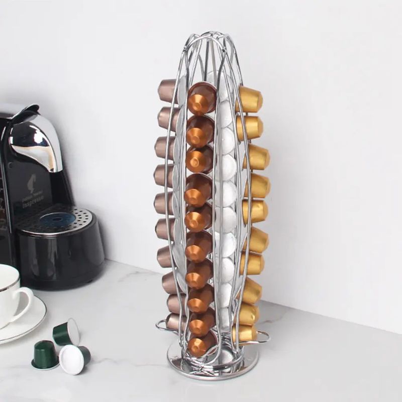 Organizador vertical para capsulas de cafe Nespresso original. — Acero inoxidable