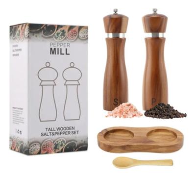 Set molinillo sal y pimienta 2pcs — Madera
