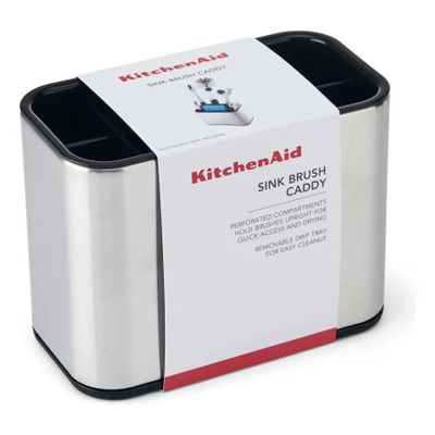 Organizador de cepillos para fregadero — Plástico y acero inoxidable