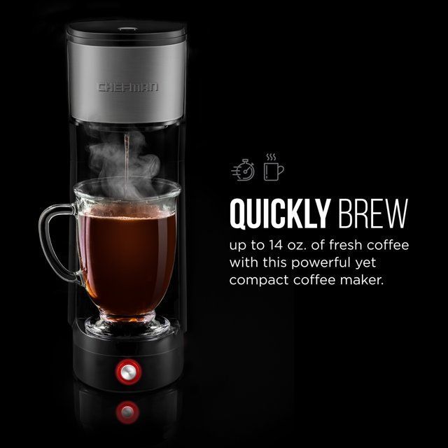 Cafetera Chefman InstaCoffee para K-Cup pods y café molido. — Color Negro.