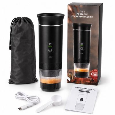Cafetera portátil recargable 3 en 1. — Color Negro