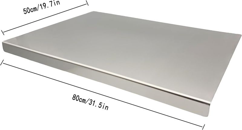 Tabla de picar de acero inoxidable 304, 80x40 — Dimensiones 80cm x 40cm