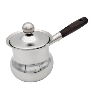 Cafetera turca de acero Inoxidable con tapa, 750ml. — Acero inoxidable, mango de madera.