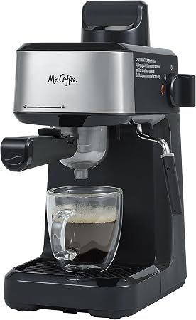 Cafetera para café expréso y capuchino. — Color Negro - Acero