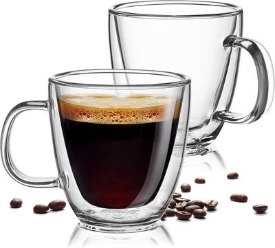 Juego de 2 tazas de vidrio para café espresso de doble pared