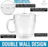 Juego de 2 tazas de vidrio para café espresso de doble pared — foto 3