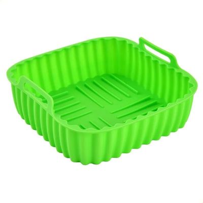 Cesta de silicona reutilizable para freidora de aire. — Color verde
