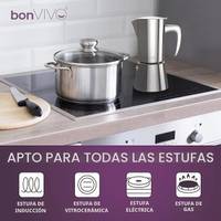 Cafetera, Greca 4cup. 200ml — Acero inoxidable, apto para induccion. — foto 2