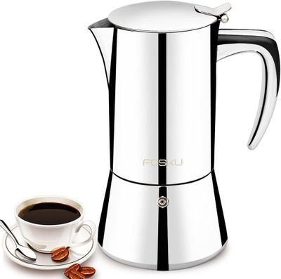Cafetera, Greca 6 tazas, apto para induccion. — Acero inoxidable