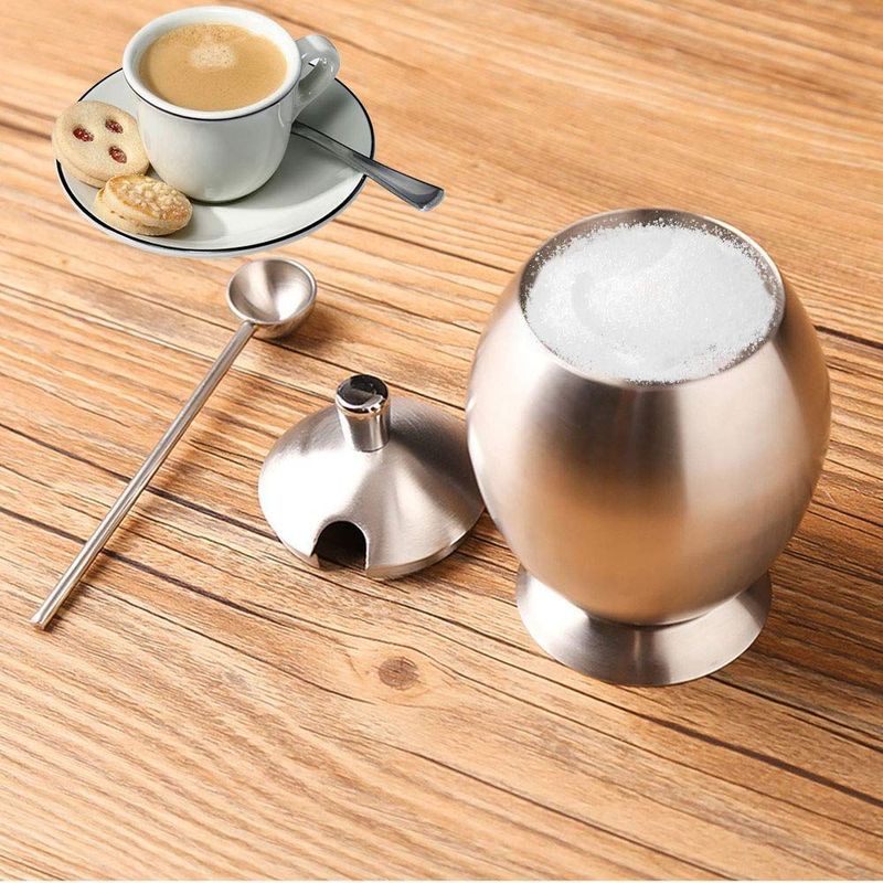 Juego cremera y azucarera modelo Huevo. — Acero inoxidable