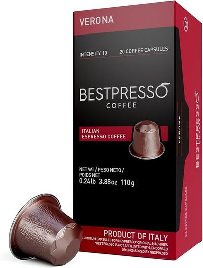 Cápsulas de café espresso Verona, Intensidad 10. — Nespresso Original pods.