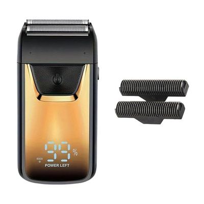 Afeitadora recargable con pantalla LED, negro y dorado