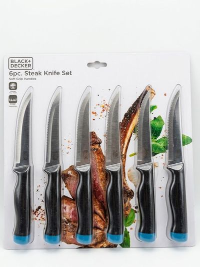 Set cuchillos para carne 6pzs — Color negro