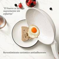 Sartén de cerámica de 8 pulgadas  20cm con tapa de vidrio. — Apto para inducción. — foto 3