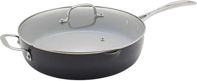Sartén hondo para saltear con tapa de 4.7L — Fabricado en aluminio anodizado duro