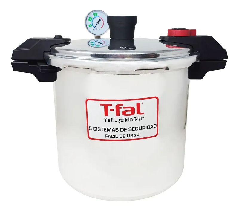 Olla de presión T-fal de aluminio de 22 qt con 2 rejillas