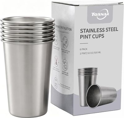 Vasos de acero inoxidable 500ml — Paquete de 6 unds
