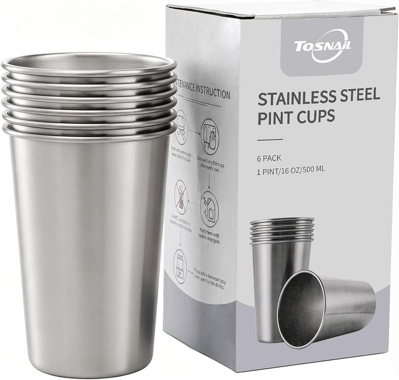 Vasos de acero inoxidable 500ml — Paquete de 6 unds