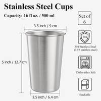 Vasos de acero inoxidable 500ml — Paquete de 6 unds — foto 2