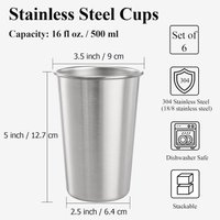 Vasos de acero inoxidable 500ml — Paquete de 6 unds — foto 2