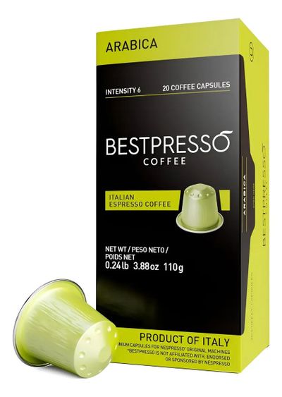 Cápsulas de café espresso Arábica, Intensidad 6. — Nespreso Original Pods.