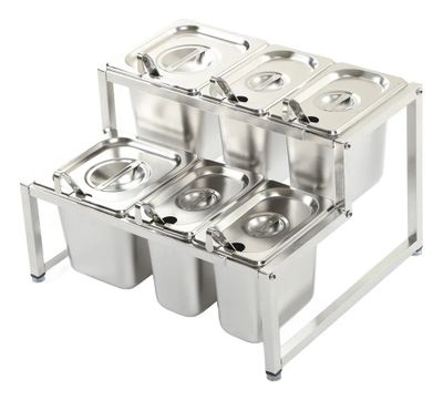 Estante organizador con 6 contenedores de acero inoxidable