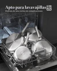 Set de 3 sartenes de 8, 10 y 12 pulgadas — Acero inoxidable apto para inducción con tapas de vidrio. — foto 5