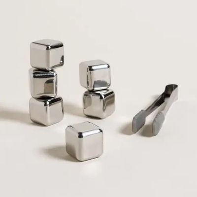 Set de cubos de hielo reutilizables de acero inoxidable con pinza