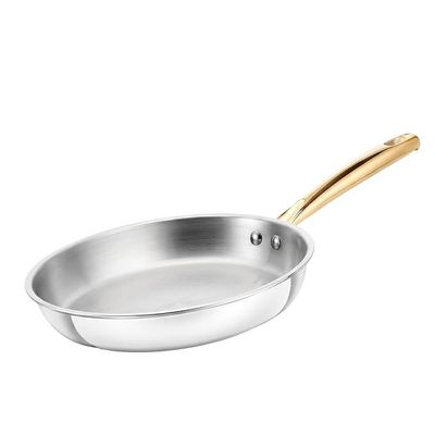 Sarten 8” con asa en dorado apto para inducción. — Acero inoxidable.
