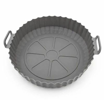 Cesta de silicona reutilizable para freidoras de aire, 16.5cm. — Color gris
