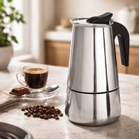 Cafetera, Greca 9 cup. — Acero Inoxidable, Apto para induccion. — foto 2