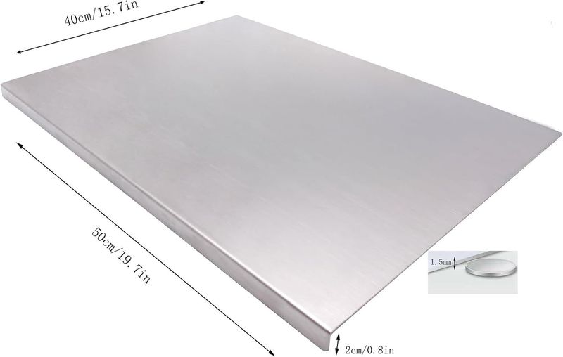 Tabla de picar de acero inoxidable 304. 50x40. — Dimensiones 50cm x 40cm
