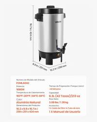 Cafetera, Dispensador de cafe Termico. 6.6Qt. — Capacidad para 40 Tazas — foto 3