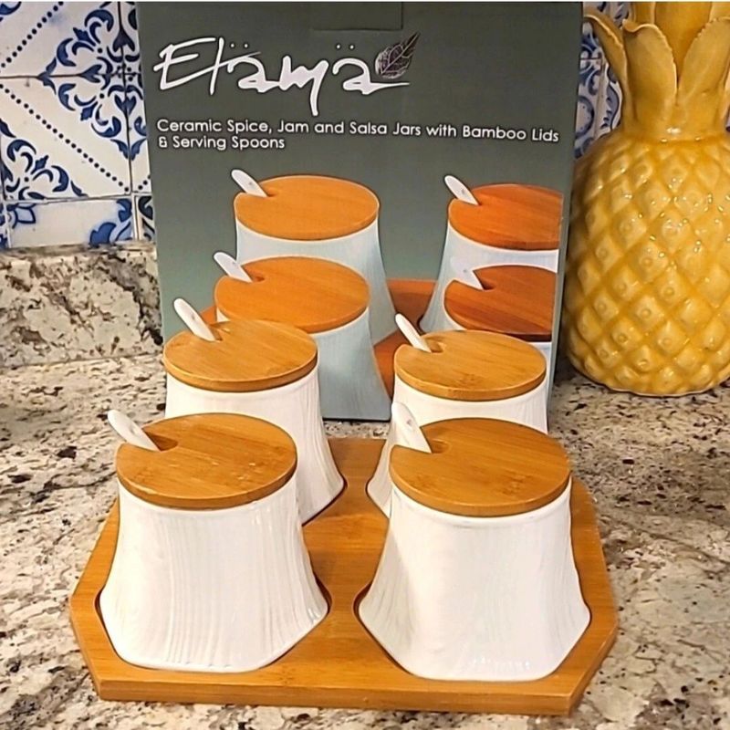 Juego de tarros para mermelada y salsa con bandeja