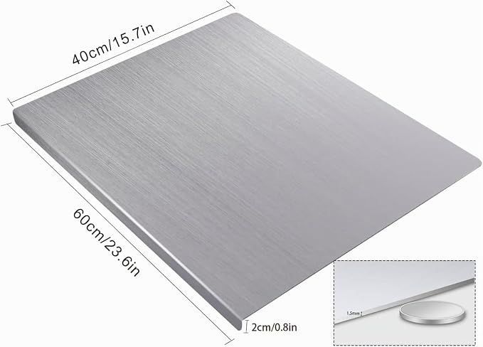 Tabla de picar de acero inoxidable 304, 60x40 — Dimensiones 60cm x 40cm