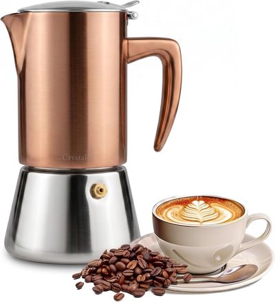 Cafetera, Greca 6 tazas — Color Cobre - Acero apto para induccion.