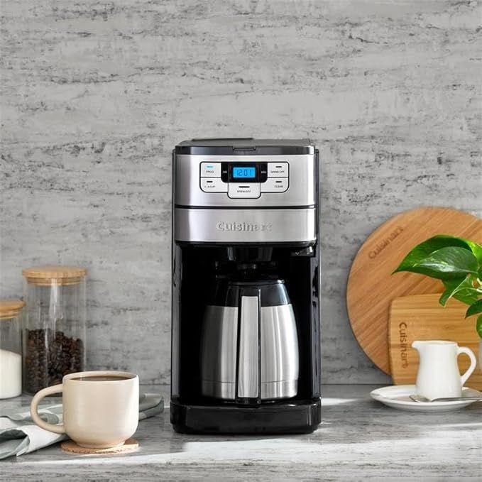 Cafetera térmica con molinillo automático de 10 tazas.