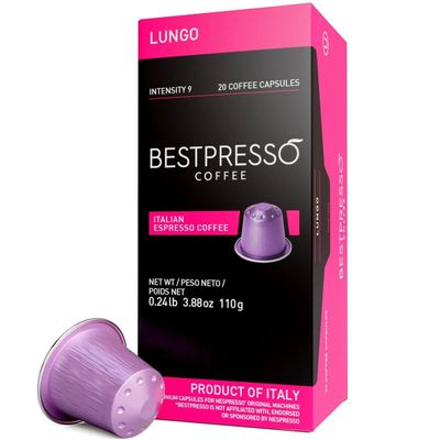 Cápsulas de café espresso Lungo, intensidad 9. — Nespresso original Pods.
