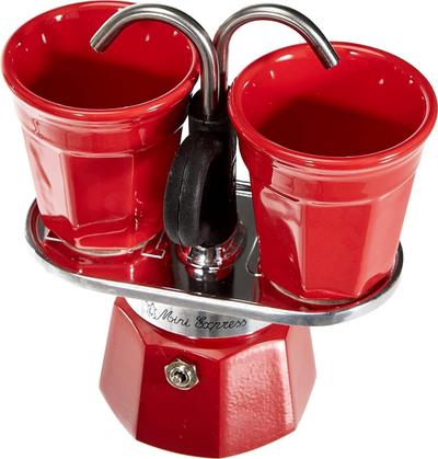 Greca de doble boquilla para 2 tazas. — Color Rojo.