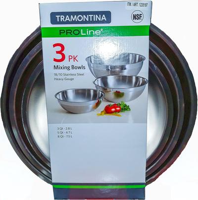 Juego de bowls para mezclar de 3 pzs — Acero inoxidable