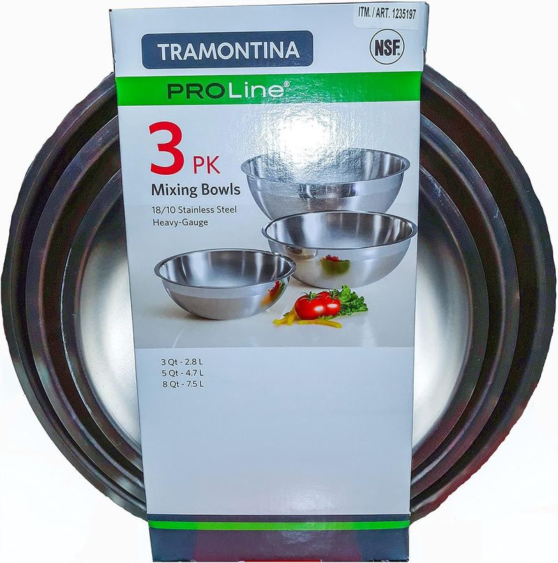 Juego de bowls para mezclar de 3 pzs — Acero inoxidable